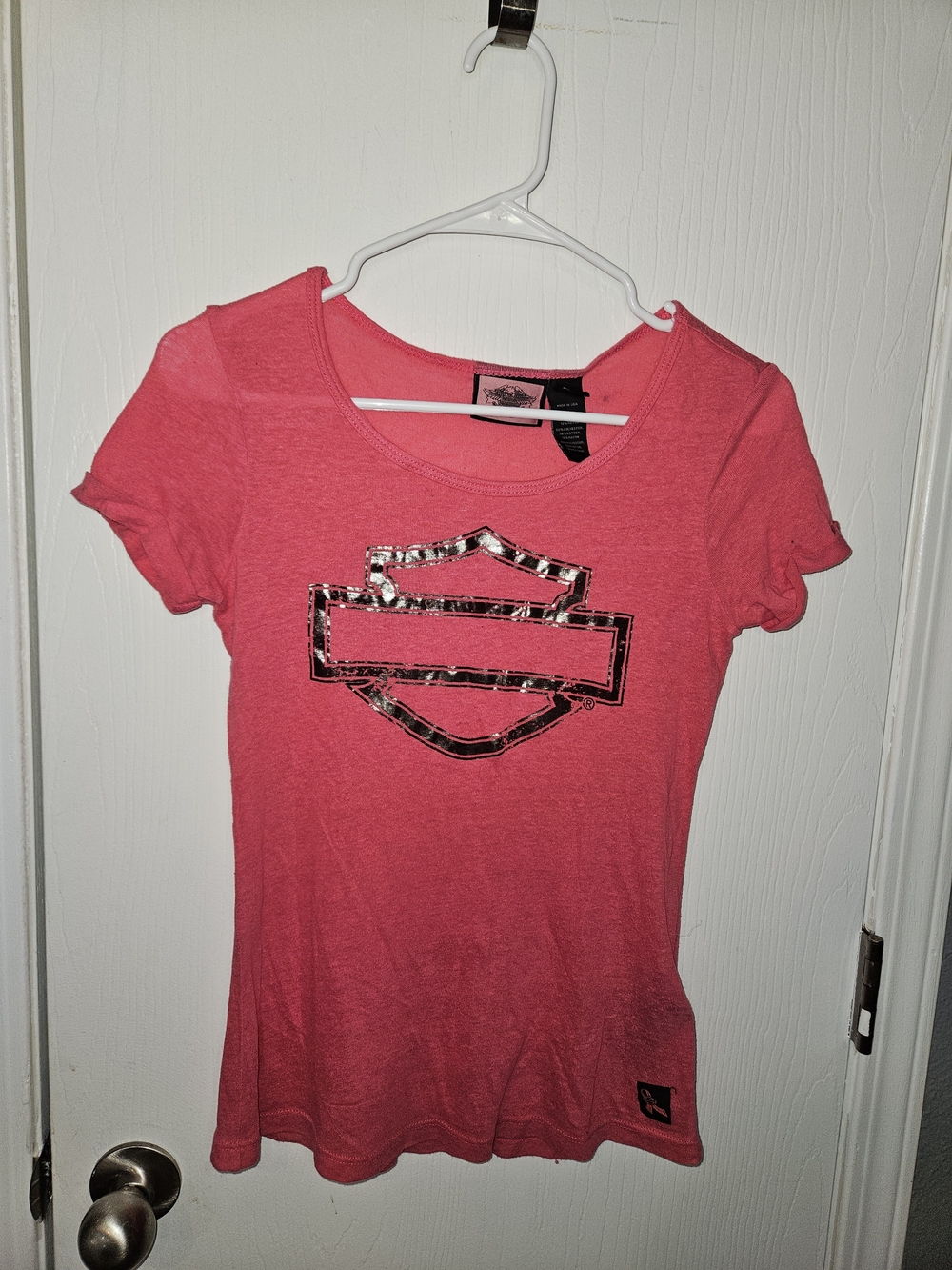 Harley-Davidson Pink Short Sleeve Tee with Metallic Logo